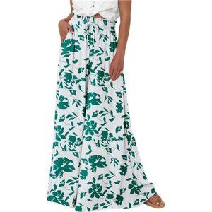 Women's Summer Wide Leg Palazzo Pants Print Green